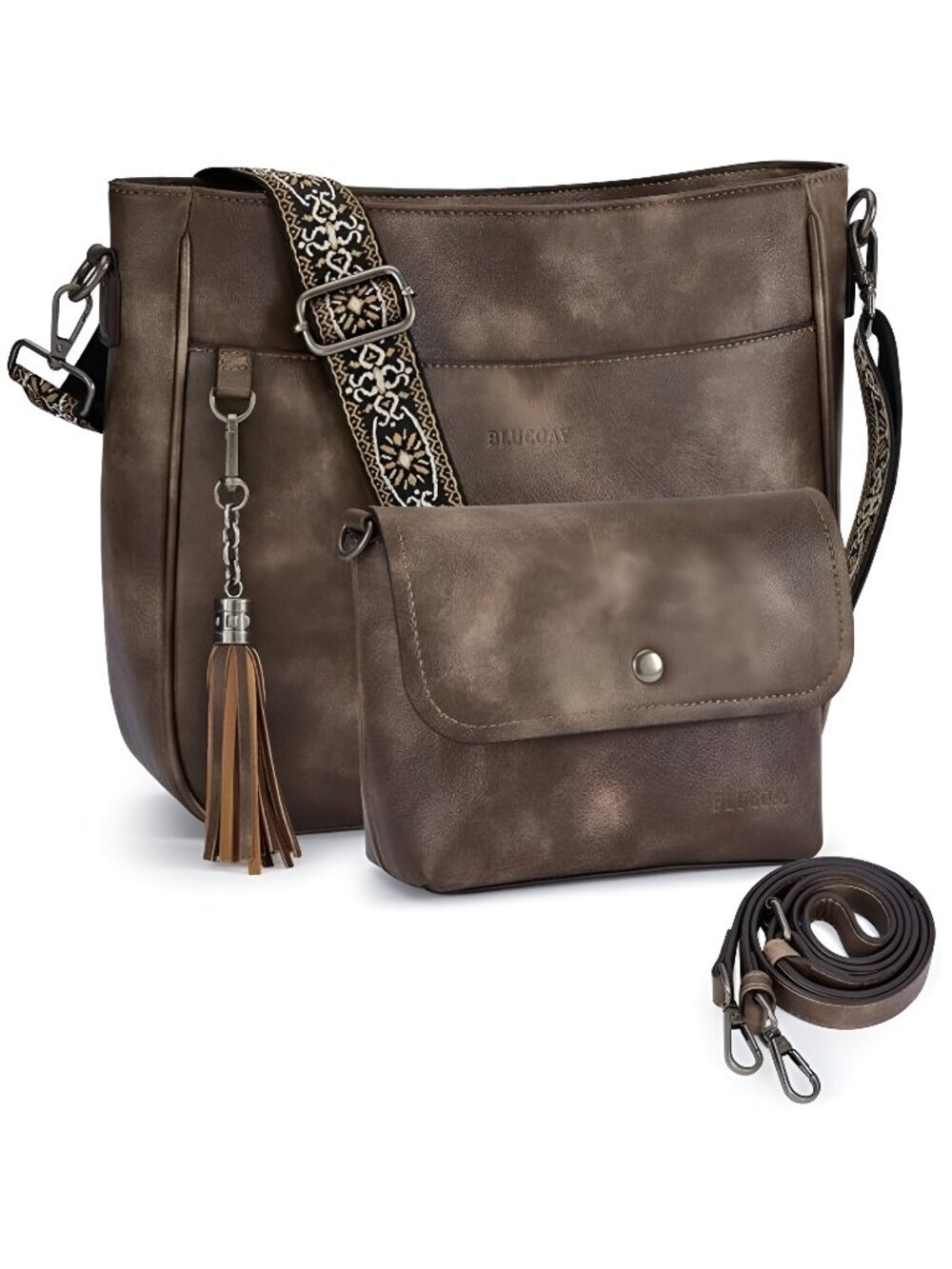 Crossbody Bags for Women 2PCS/Set Vegan Leather Hobo Purse and Wallet Set